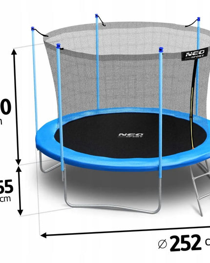 Neo-sport sodo batutas 8ft/252cm su vidiniu apsauginiu tinklu ir kopėčiomis