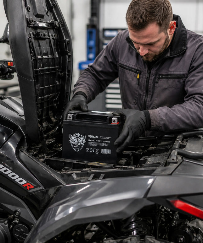 Nereikalaujantis priežiūros 12V 12Ah dešinysis (+) motociklo, keturračio ir motorolerio akumuliatorius