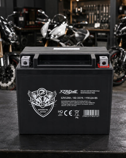 Nereikalaujantis priežiūros 12V 12Ah dešinysis (+) motociklo, keturračio ir motorolerio akumuliatorius