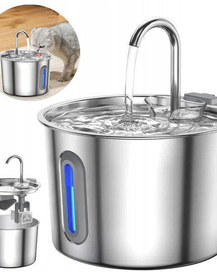 Nerūdijančio plieno fontanas katėms 2,2 l tyli automatinė girdykla