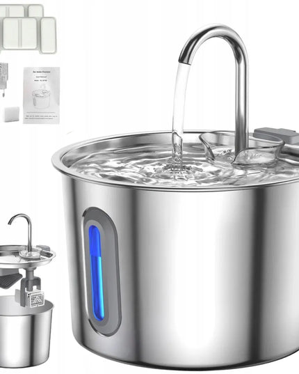Nerūdijančio plieno fontanas katėms 2,2 l tyli automatinė girdykla