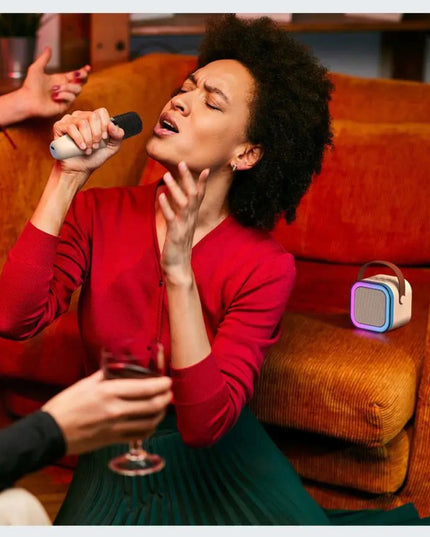 Nešiojama karaoke kolonėlė su dviem mikrofonais, Bluetooth, USB, SD ir RGB apšvietimu