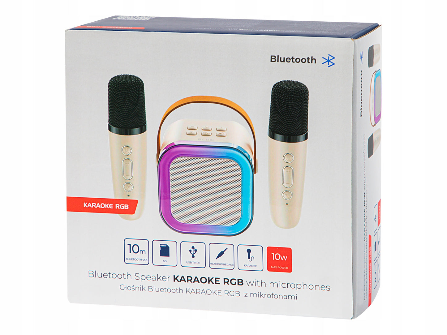 Nešiojama karaoke kolonėlė su dviem mikrofonais, Bluetooth, USB, SD ir RGB apšvietimu