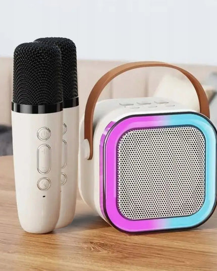 Nešiojama karaoke kolonėlė su dviem mikrofonais, Bluetooth, USB, SD ir RGB apšvietimu