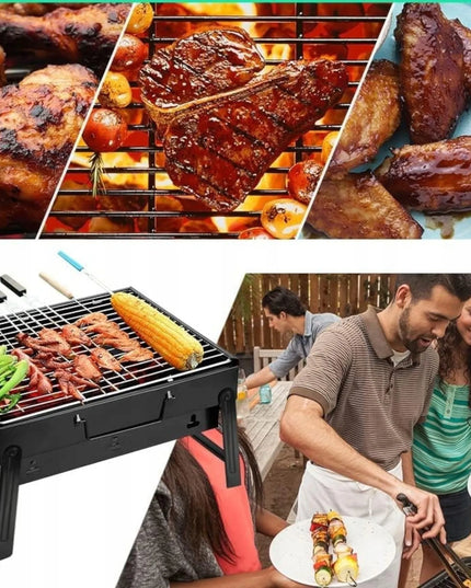 Nešiojamas BBQ anglies grilis, sulankstomas į lagaminą, skirtas kempingui ir iškyloms