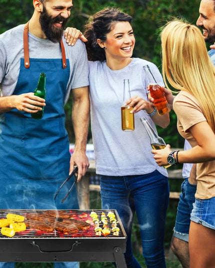 Nešiojamas BBQ anglies grilis, sulankstomas į lagaminą, skirtas kempingui ir iškyloms