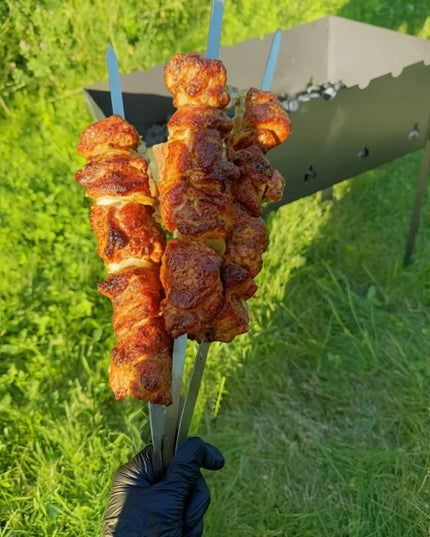 Nešiojamas grilis su 8 iešmais, sulankstomas, skirtas sodui, kempingui ir šašlykams