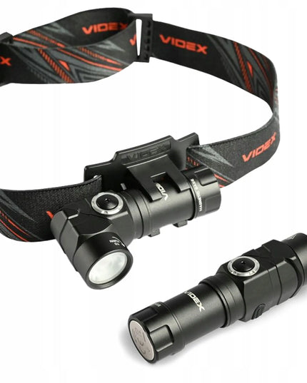 Nešiojamas LED taktinis žibintuvėlis su galvos dirželiu Videx 600lm 10W
