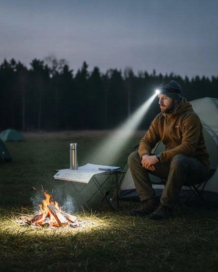 Nešiojamas LED taktinis žibintuvėlis su galvos dirželiu Videx 600lm 10W