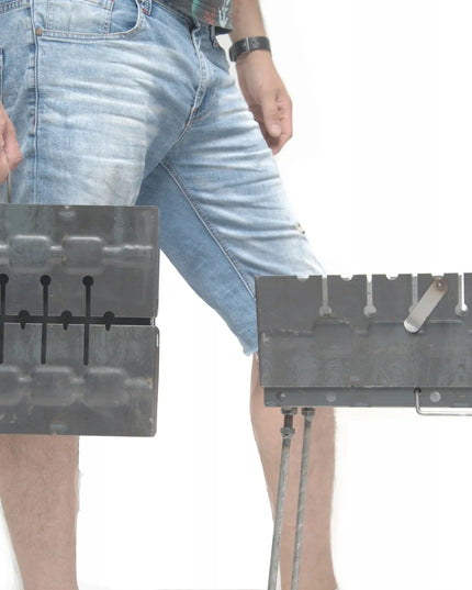 Nešiojamas mangalas M8K su 8 iešmų komplektu ir dėklais