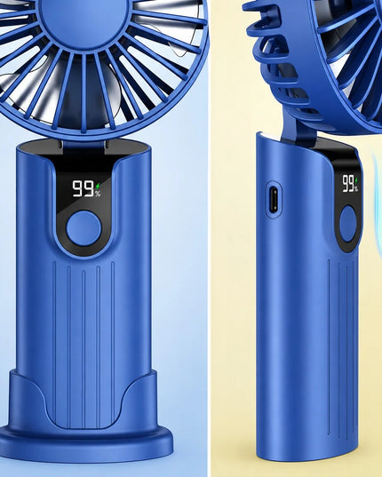 Nešiojamas USB mini ventiliatorius TOPK K38 5000mAh, mėlynas