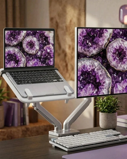 Nešiojamojo kompiuterio laikiklis monitoriaus svirčiai VESA 12–18" 5 kg Spacetronik baltas