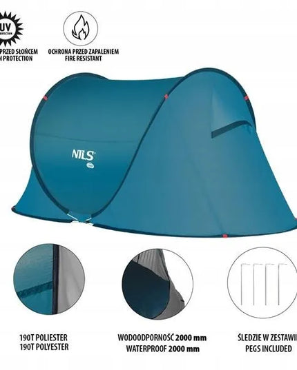 Nils Camp NC3743 savaime išsiskleidžianti kempingo palapinė, mėlyna