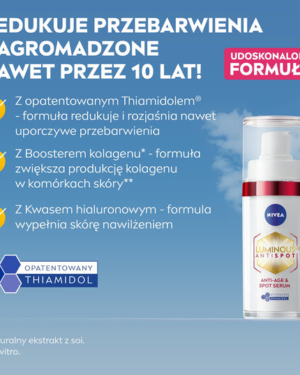 NIVEA Luminous 630 Anti-age serumas 2in1 nuo pigmentinių dėmių ir raukšlių, 30 ml