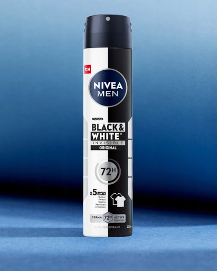 NIVEA MEN Black&White vyriškų purškiamų antiperspirantų rinkinys, 72h, 6x200ml