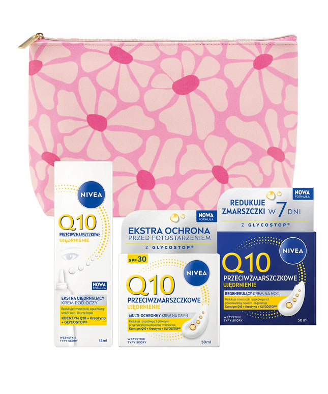NIVEA Q10 kremų rinkinys: dieninis kremas SPF15 50ml, naktinis kremas 50ml ir paakių kremas 15ml