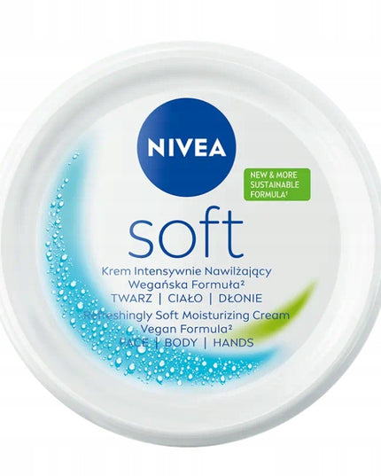 NIVEA SOFT intensyviai drėkinantis veido ir kūno kremas su vitaminu E, 300 ml