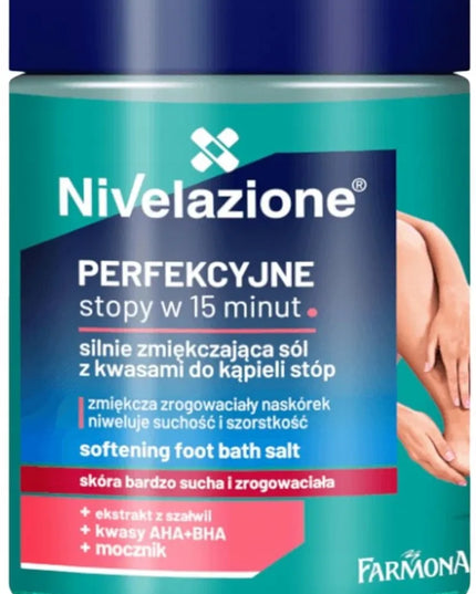 Nivelazione stipriai minkštinanti pėdų vonelės druska, 350 g, stipriai drėkina ir lygina