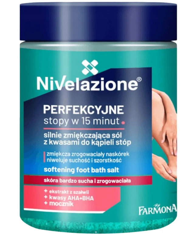 Nivelazione stipriai minkštinanti pėdų vonelės druska, 350 g, stipriai drėkina ir lygina
