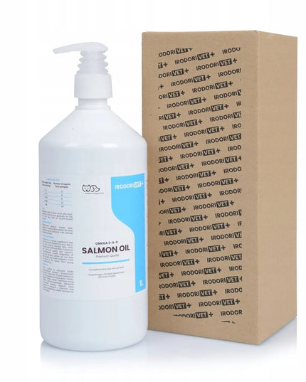 Norvegiškas lašišų aliejus šunims ir katėms Salmon Oil Omega 3 Omega 6 1000 ml