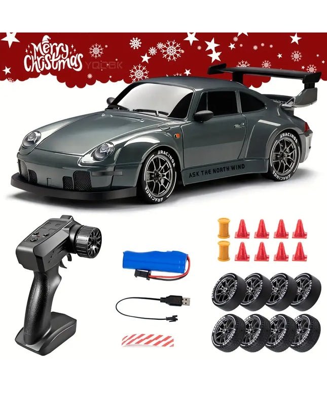 Nuotolinio Valdymo Drift Automobilis 1:24, 2.4Ghz 4WD, Su Šviesomis ir Kliūtimis