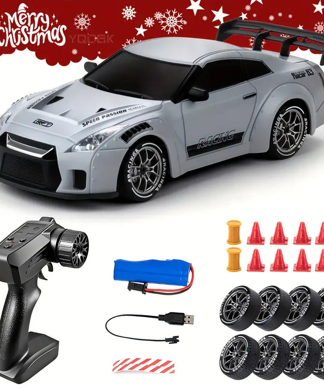 Nuotolinio Valdymo Drift Automobilis 1:24, 2.4Ghz 4WD, Su Šviesomis ir Kliūtimis