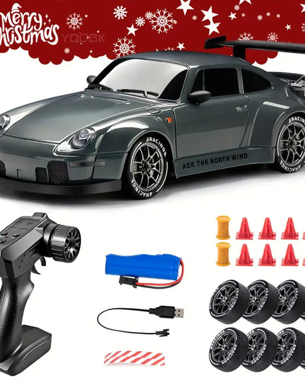 Nuotolinio Valdymo Drift Automobilis 1:24, 2.4Ghz 4WD, Su Šviesomis ir Kliūtimis