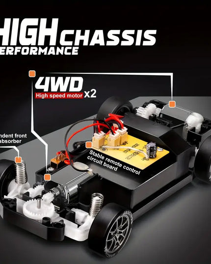 Nuotolinio Valdymo Drift Automobilis 1:24, 2.4Ghz 4WD, Su Šviesomis ir Kliūtimis