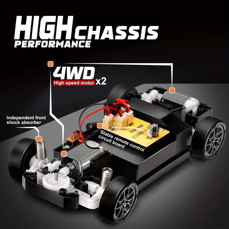 Nuotolinio Valdymo Drift Automobilis 1:24, 2.4Ghz 4WD, Su Šviesomis ir Kliūtimis