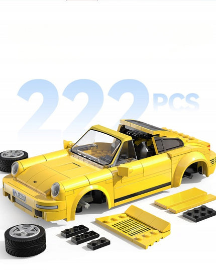 Nuotoliniu būdu valdomas lego sportinis automobilis konstruktorius Yellowbird (CaDA, 222 elementai)