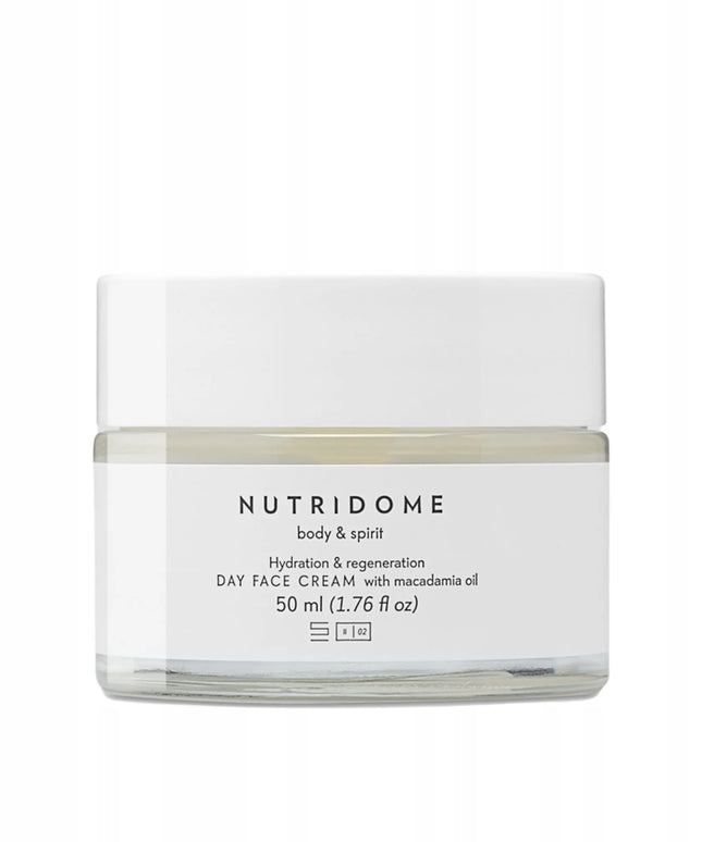 Nutridome regeneruojamasis drėkinamasis veido kremas su makadamijų aliejumi (dieninis)
