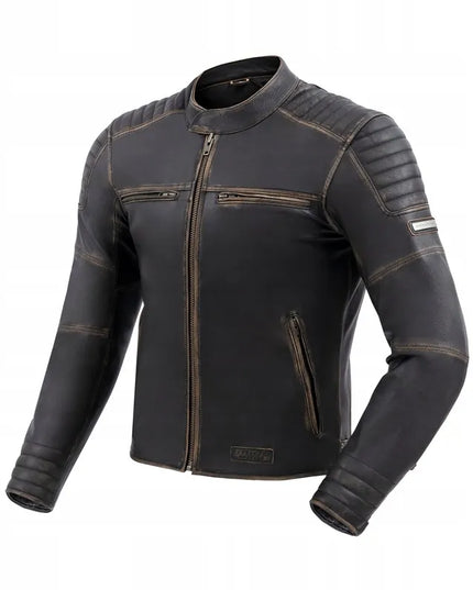 Odinė motociklininko striukė Rebelhorn Hunter II Vintage Brown