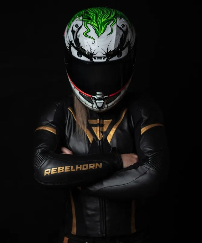Odinė motociklininko striukė Rebelhorn Rebel Lady Black/Gold