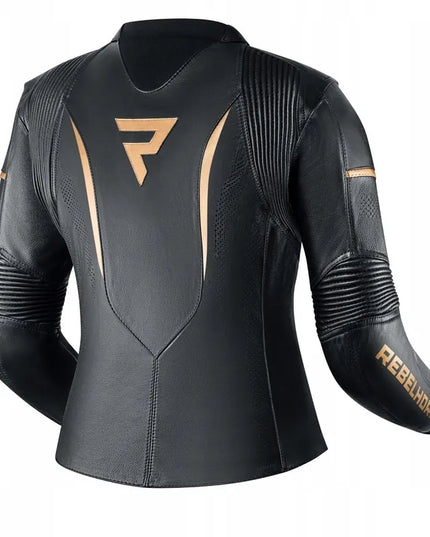 Odinė motociklininko striukė Rebelhorn Rebel Lady Black/Gold