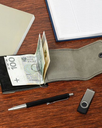 Odinė piniginė Beltimore G65, vyriškas banknotų dėklas, juoda