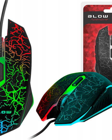 Optinė žaidimų pelė BLOW Adrenaline HURRICANE, USB, RGB, 2400 DPI, juoda