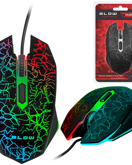 Optinė žaidimų pelė BLOW Adrenaline HURRICANE, USB, RGB, 2400 DPI, juoda