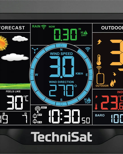 Orai stotelė su 5-in-1 jutikliu, temperatūros ir vėjo greičio matuokliu TECHNISAT IMETEO X6