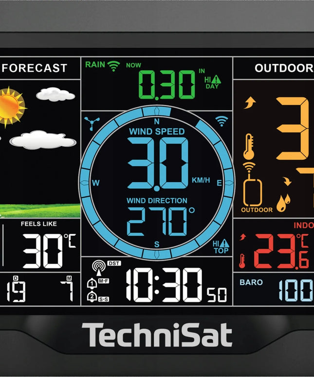 Orai stotelė su 5-in-1 jutikliu, temperatūros ir vėjo greičio matuokliu TECHNISAT IMETEO X6