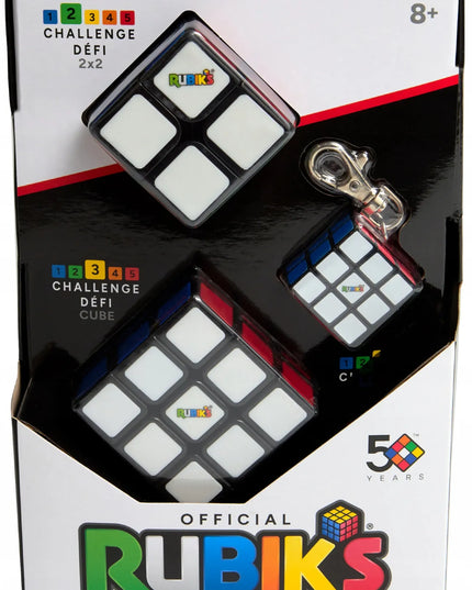 Original Rubik's Cube šeimos rinkinys 2x2 ir 3x3 + 3x3 raktų pakabukas