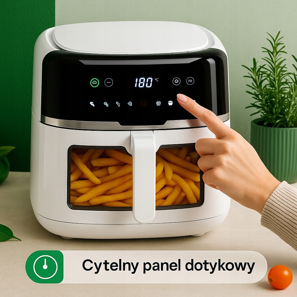 Be riebalų veikianti karšto oro gruzdintuvė Camry CR 6319 – 8 L XXL talpa, 2500 W galia, 9 automatinės programos, jutiklinis valdymas, laikmatis 60 min