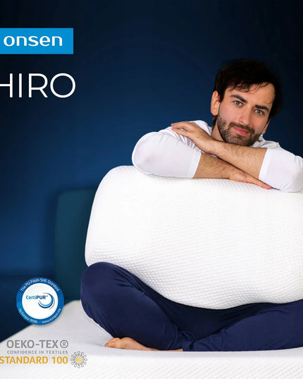Ortopedinė pagalvė iš putų miegui ant šono ir nugaros Hiro nuo ONSEN