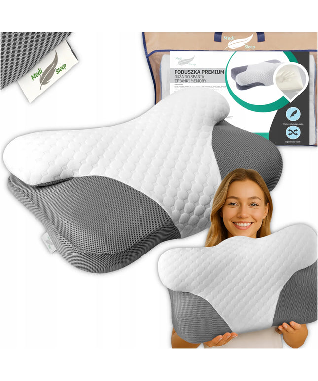 Ortopedinė pagalvė su įduba miegui ant šono, profiliuota, didelė, Memo