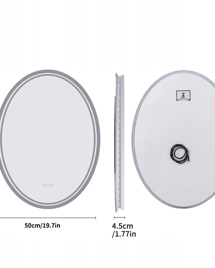 OVALINIS LED sieninis veidrodis 50x70 cm