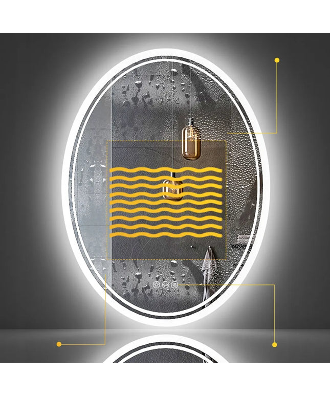 OVALINIS LED sieninis veidrodis 50x70 cm