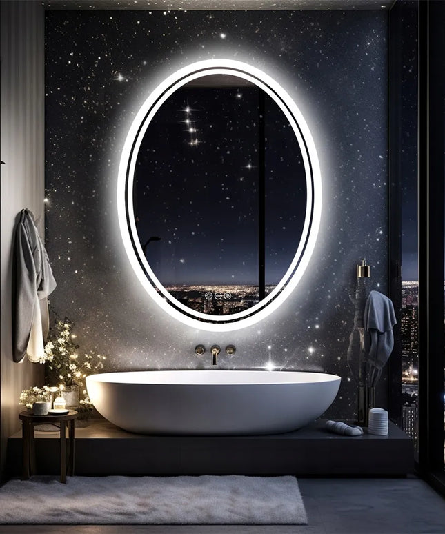 OVALINIS LED sieninis veidrodis 50x70 cm