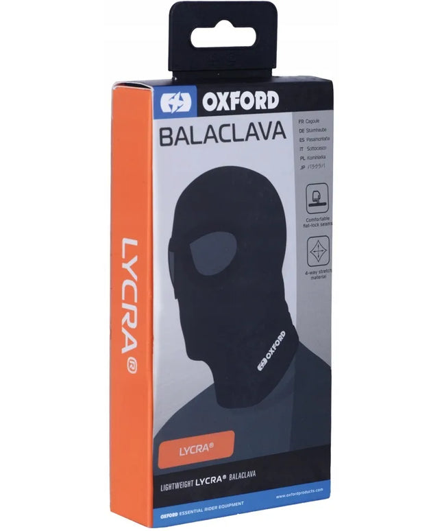 OXFORD medvilninė ir elastano balaklava su dviem akių angomis, juoda