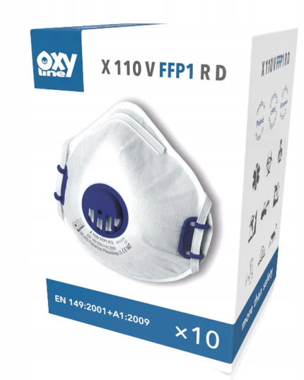 OxyLine puskaukė apsauginė kaukė P1 FFP1 su vožtuvu, 10 vnt.