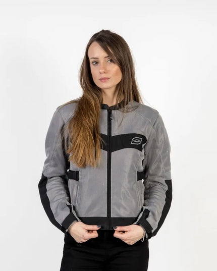 Ozone Dart Lady Silver/Black tekstilinė motociklo striukė