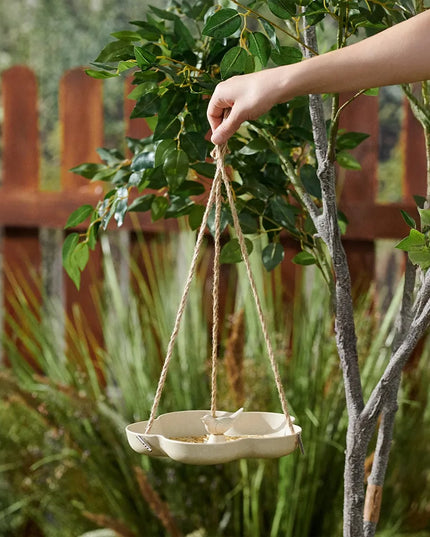 Pakabinama ekologiška lesyklėlė paukščiams, 23 cm, su girdykla balkonui ir sodui